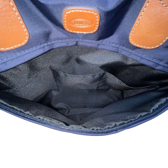 Brics Men’s Navy Nylon Lightweight Rolling Carry-On Bag With Leather Trim - Picture 7 of 11
